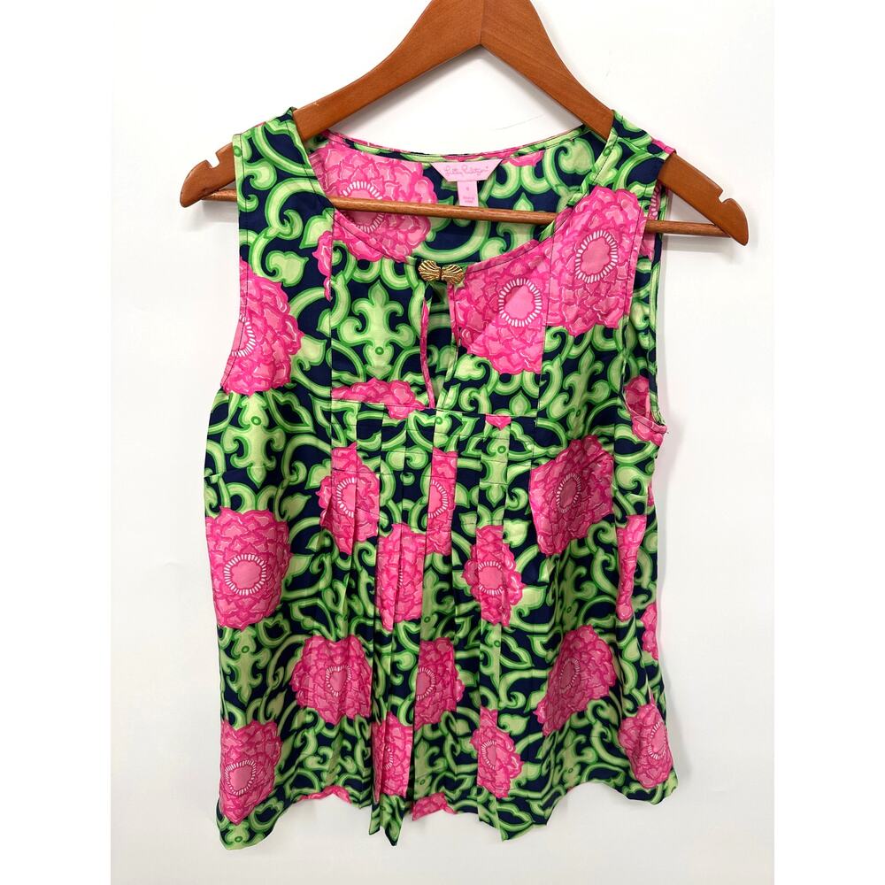 LILLY PULITZER Tara 100% Silk Shell Blouse // 8